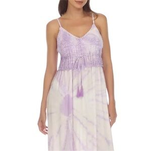 Raviya NWT L Purple and White tye dye adj. straps crochet top Maxi Sundress